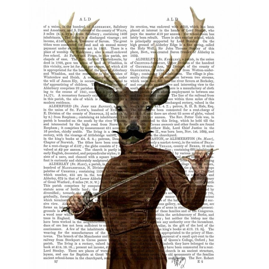 Fencing Deer Portrait Poster Print - Funky Fab-VARPDX190484D Image 1