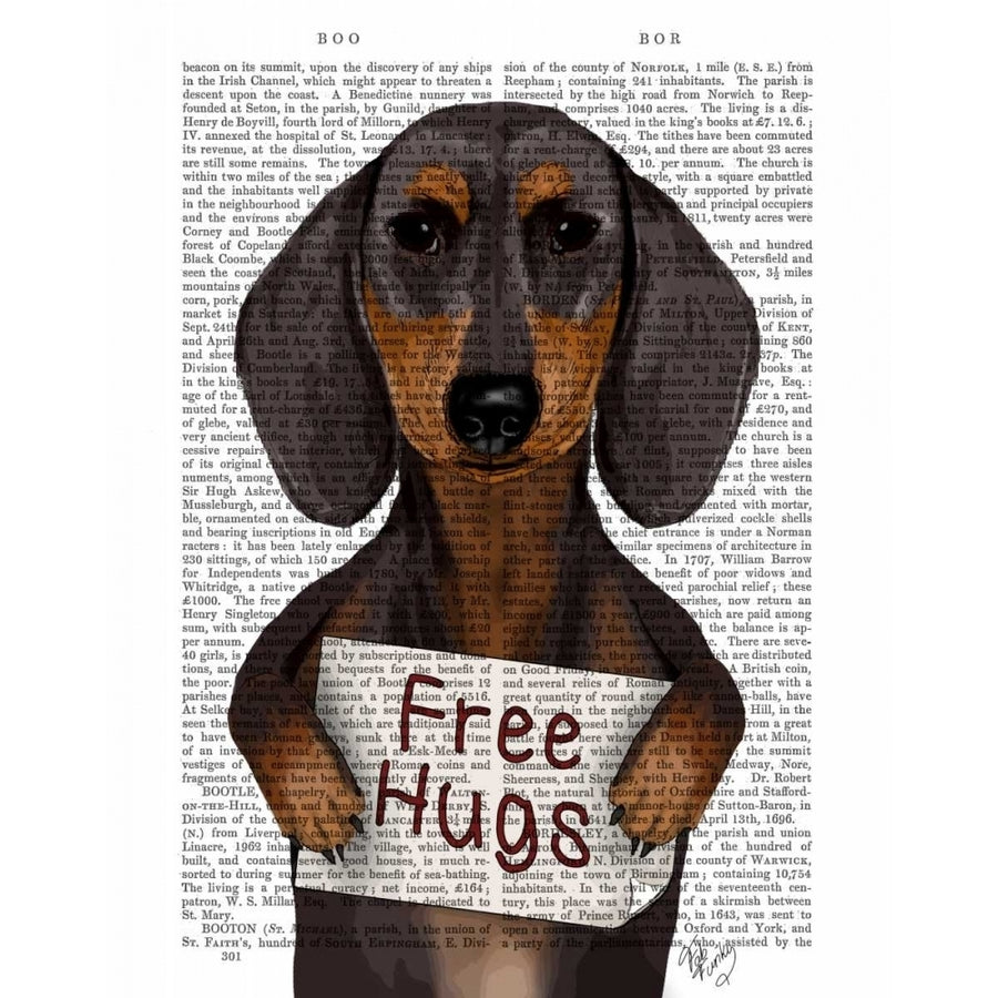 Dachshund Free Hugs Poster Print - Funky Fab-VARPDX190502D Image 1