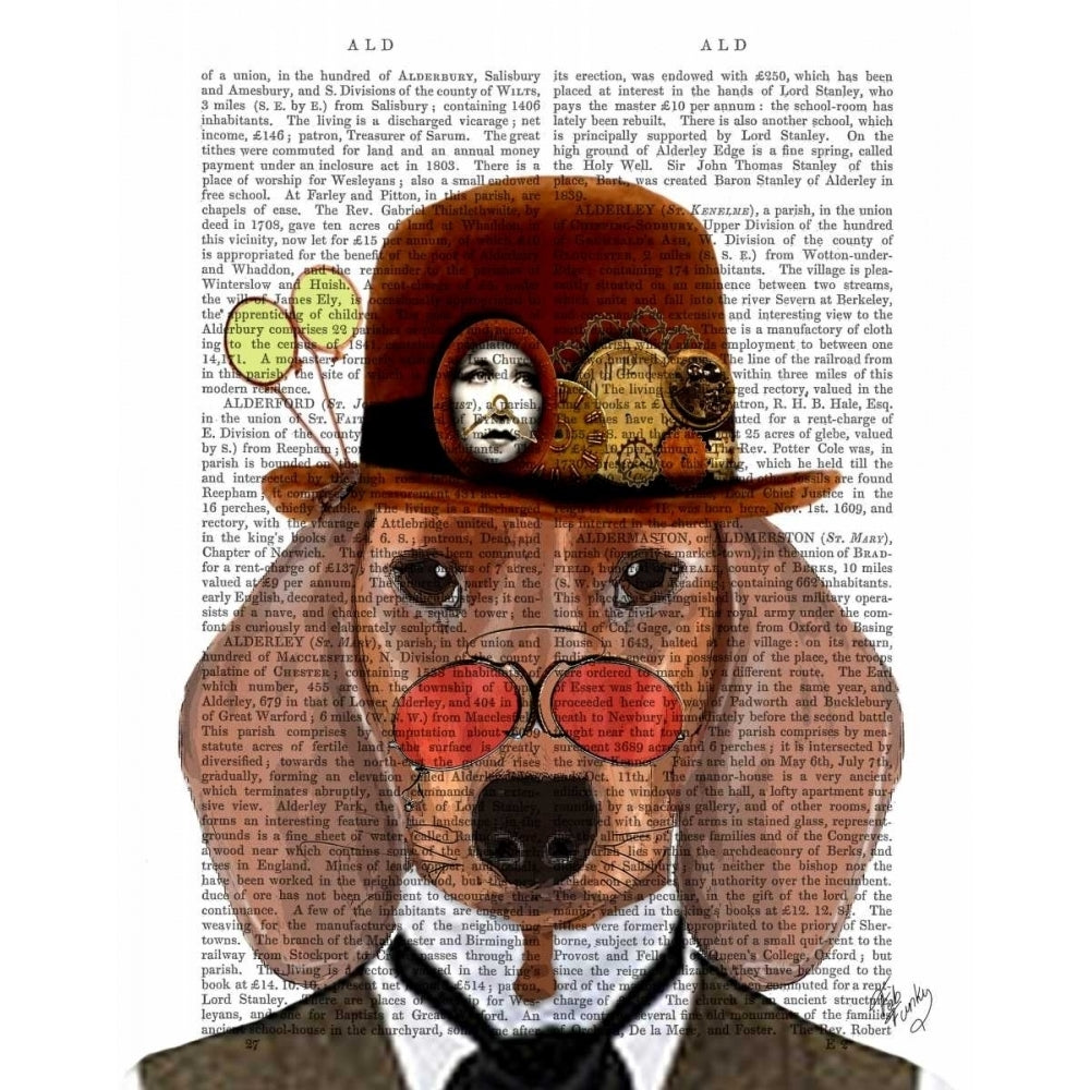 Dachshund with Steampunk Bowler Hat Poster Print - Funky Fab-VARPDX190510D Image 1