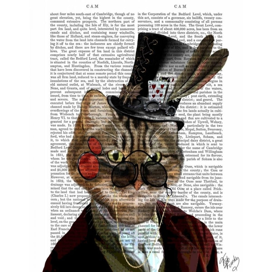 Phileas Feline Steampunk Cat and Top Hat Poster Print - Funky Fab-VARPDX190524D Image 1