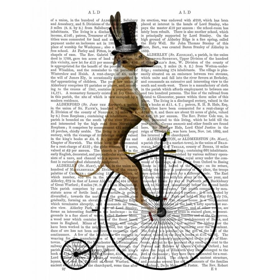 Greyhound on Black Penny Farthing Bike Poster Print - Funky Fab-VARPDX190544D Image 1