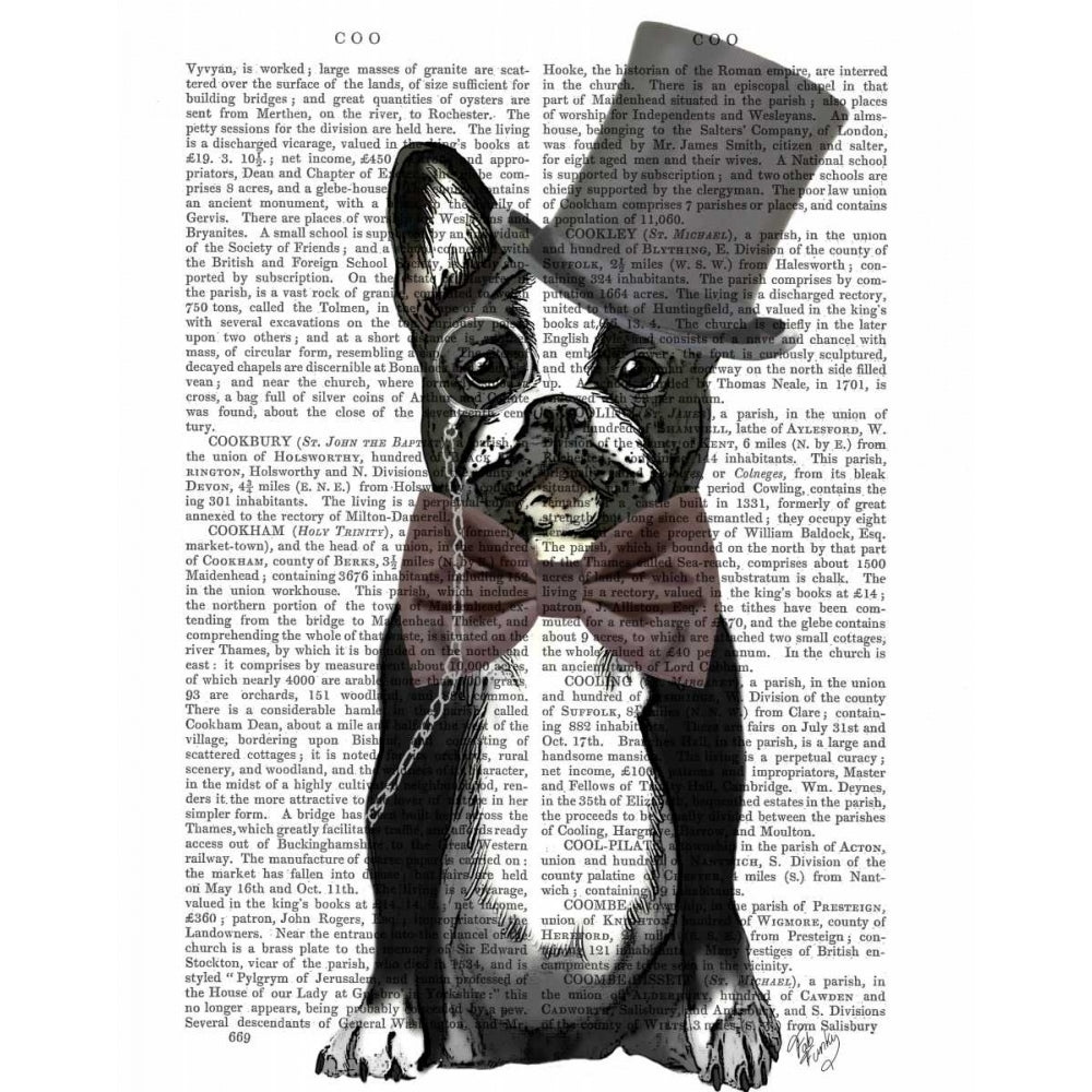 Monsieur Bulldog Poster Print - Funky Fab-VARPDX190548D Image 1