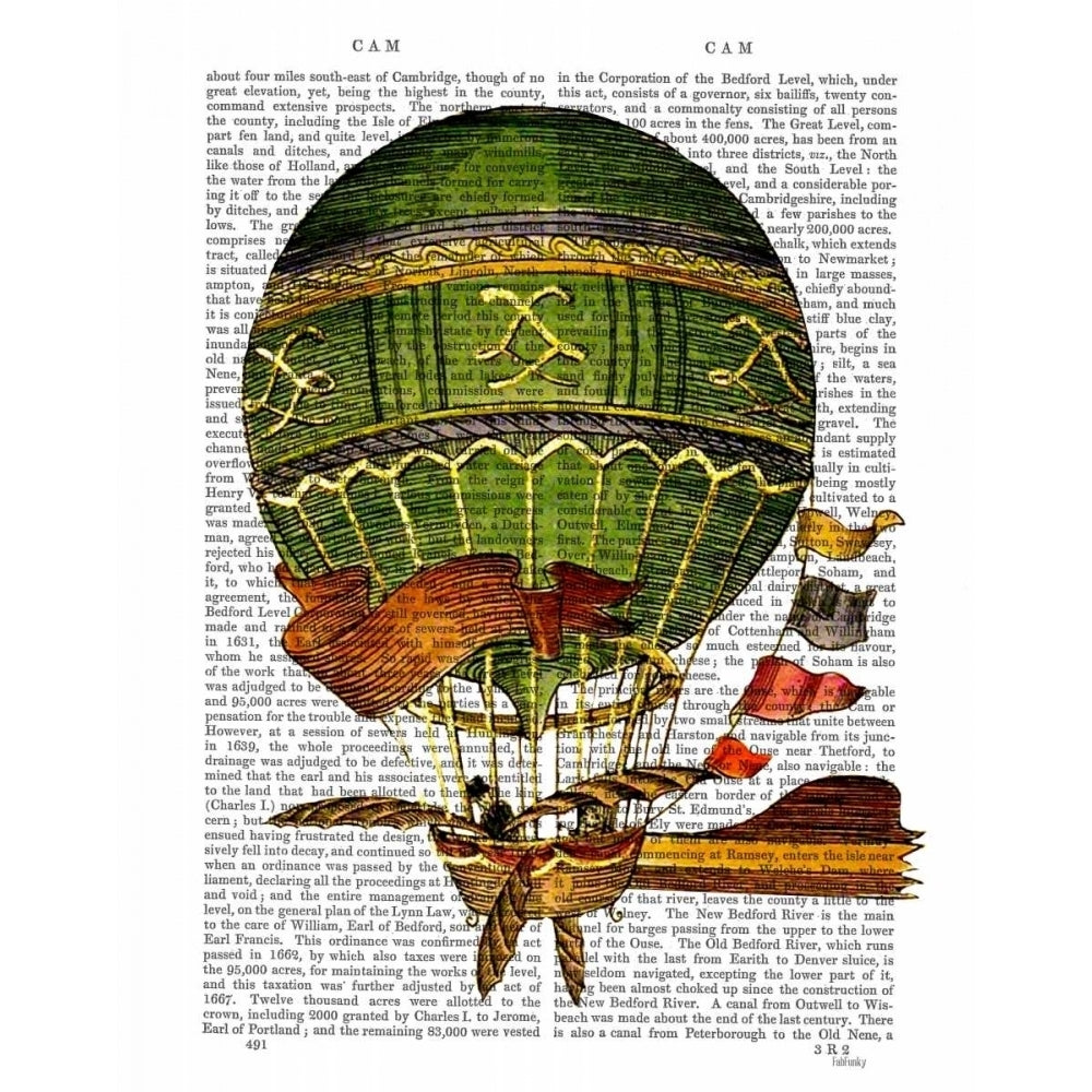 Hot Air Balloon Green Poster Print - Funky Fab-VARPDX190565D Image 1