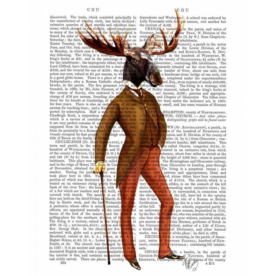 Moose In Suit Full Poster Print - Funky Fab-VARPDX190620D Image 1