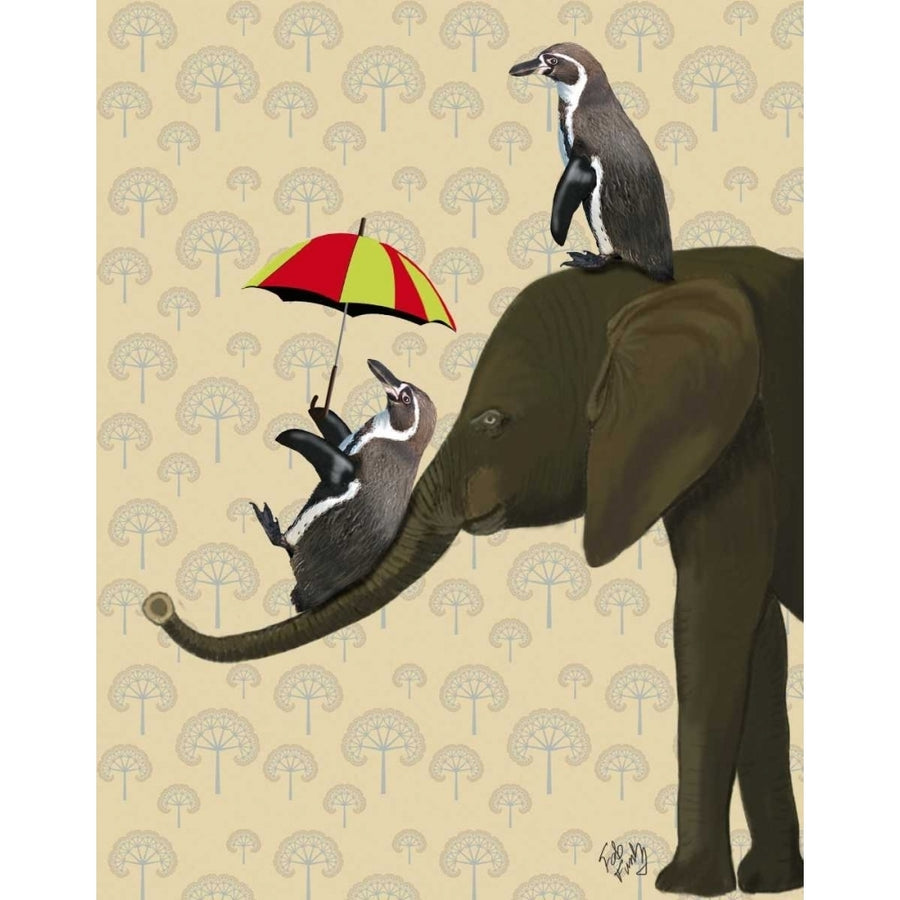 Elephant and Penguins Poster Print - Funky Fab-VARPDX190664D Image 1