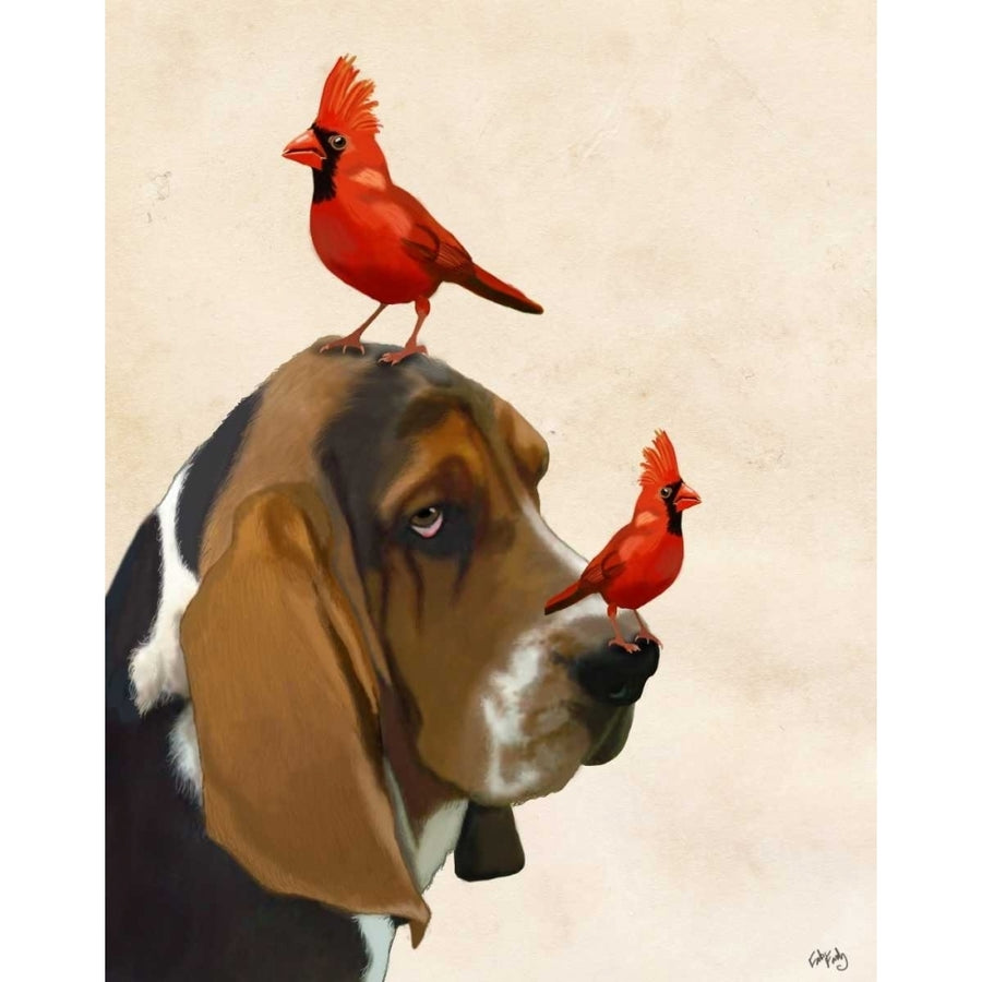 Basset Hound and Birds Poster Print - Funky Fab-VARPDX190672D Image 1