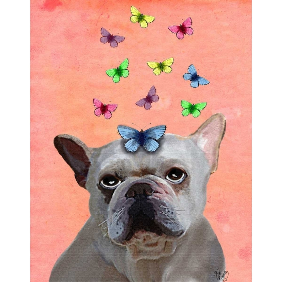 White French Bulldog and Butterflies Poster Print - Funky Fab-VARPDX190682D Image 1