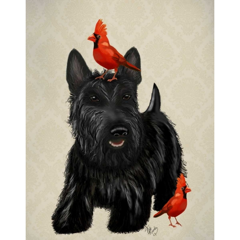 Scottie Dog and Red Birds Poster Print - Funky Fab-VARPDX190681D Image 1