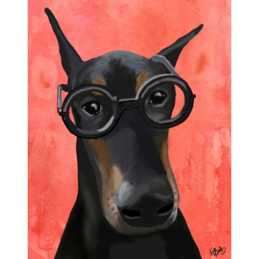 Doberman With Glasses Poster Print - Funky Fab-VARPDX190690D Image 1