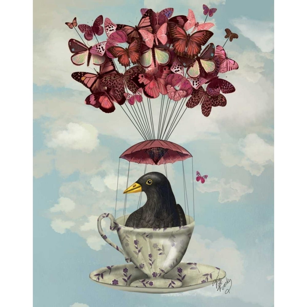 Blackbird In Teacup Poster Print - Funky Fab-VARPDX190707D Image 1