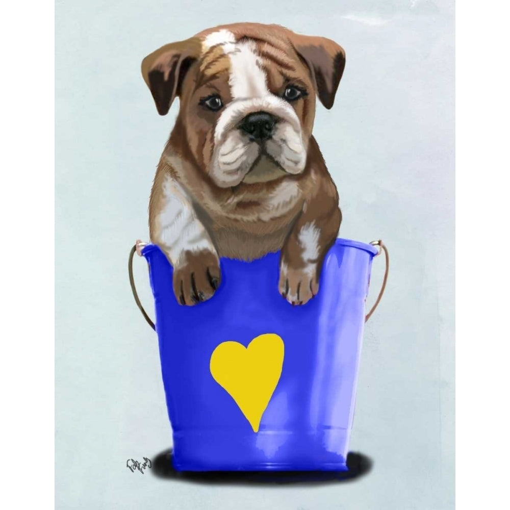 Bulldog Bucket Of Love Blue Poster Print - Funky Fab-VARPDX190714D Image 1