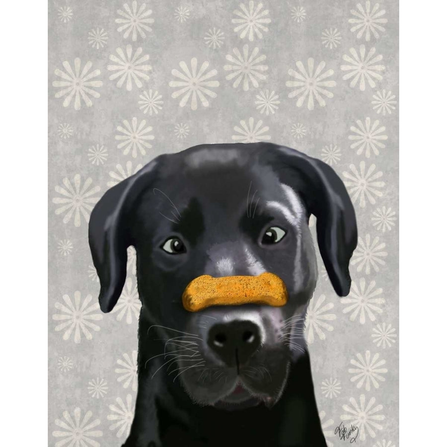 Black Labrador With Bone on Nose Poster Print - Funky Fab-VARPDX190713D Image 1