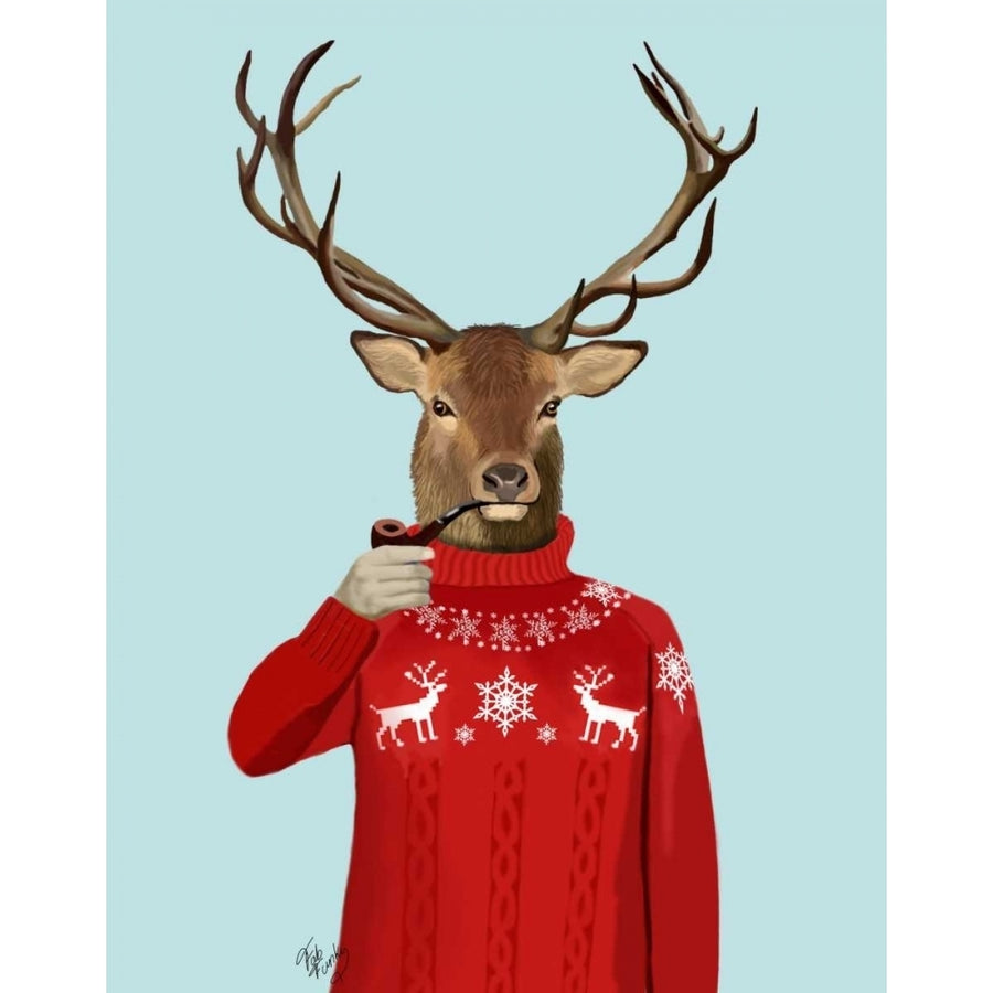 Deer in Ski Sweater Poster Print - Funky Fab-VARPDX190742D Image 1