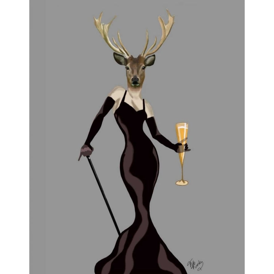 Glamour Deer in Black Poster Print - Funky Fab-VARPDX190755D Image 1