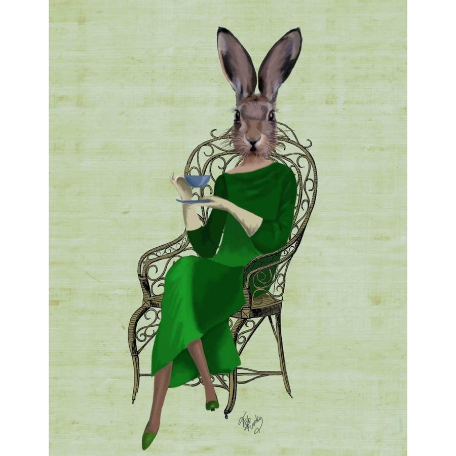 Lady Bella Rabbit Taking Tea Poster Print - Funky Fab-VARPDX190759D Image 1