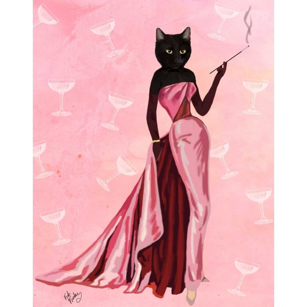 Glamour Cat in Pink Poster Print - Funky Fab-VARPDX190758D Image 1