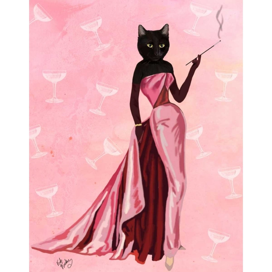 Glamour Cat in Pink Poster Print - Funky Fab-VARPDX190758D Image 1