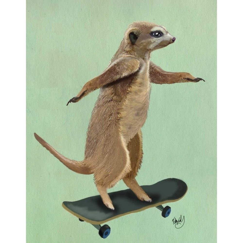 Meerkat On Skateboard Poster Print - Funky Fab-VARPDX190778D Image 1