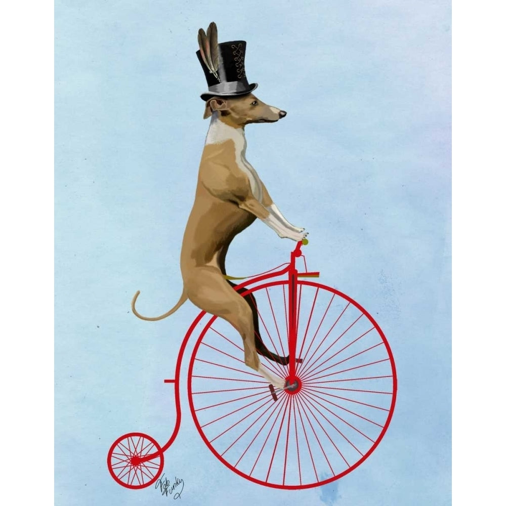 Greyhound on Red Penny Farthing Poster Print - Funky Fab-VARPDX190774D Image 1