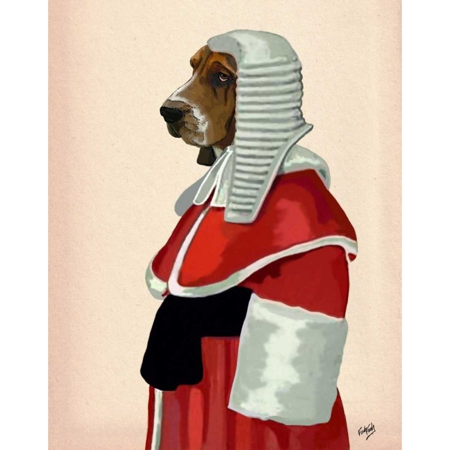 Basset Hound Judge Portrait Poster Print - Funky Fab-VARPDX190799D Image 1