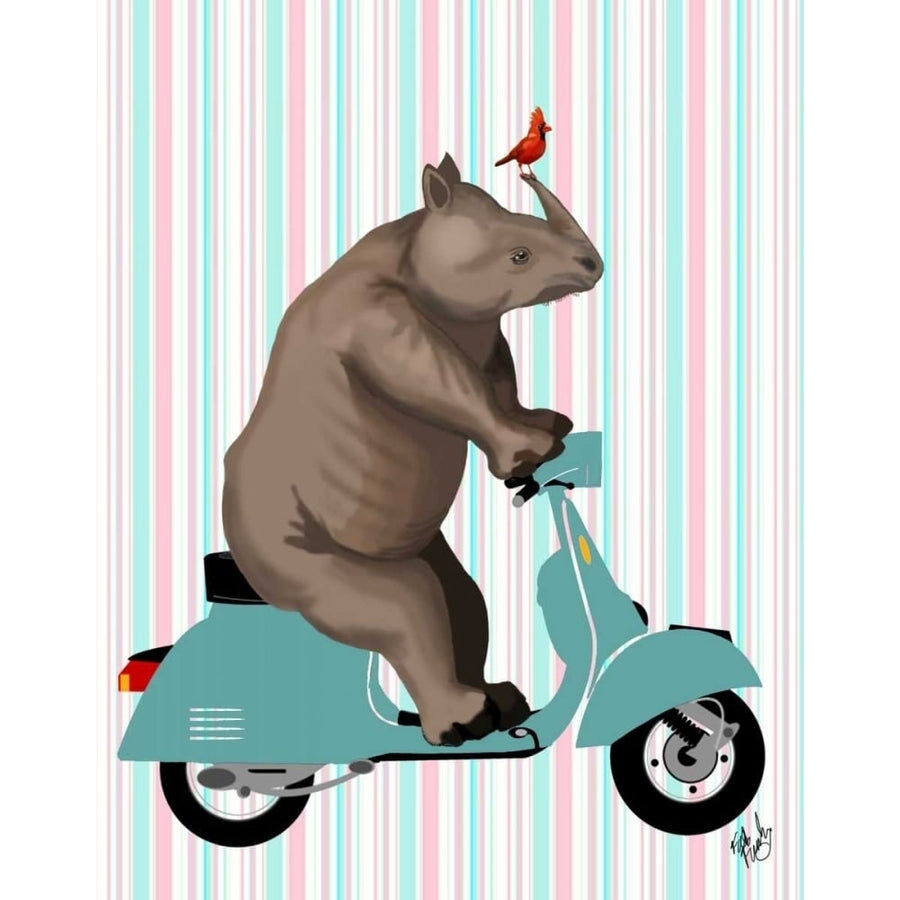 Rhino on Moped Poster Print - Funky Fab-VARPDX190777D Image 1