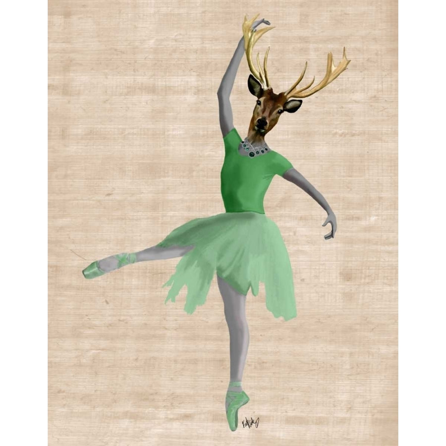 Ballet Deer in Green Poster Print - Funky Fab-VARPDX190814D Image 1