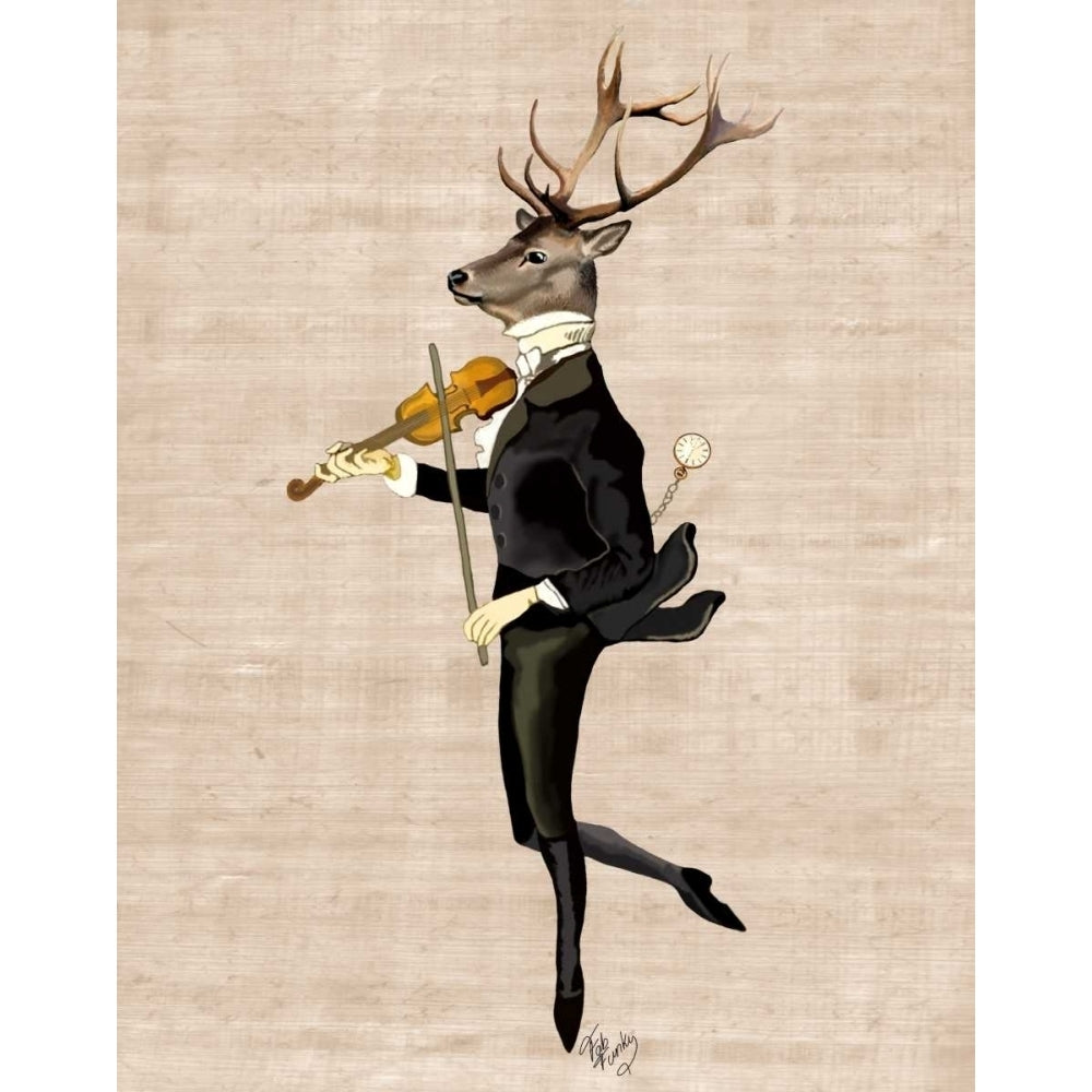 Dancing Deer with Violin Poster Print - Funky Fab-VARPDX190817D Image 1