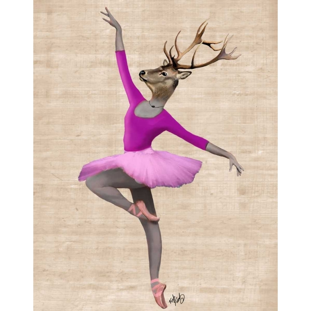 Ballet Deer in Pink Poster Print - Funky Fab-VARPDX190813D Image 1