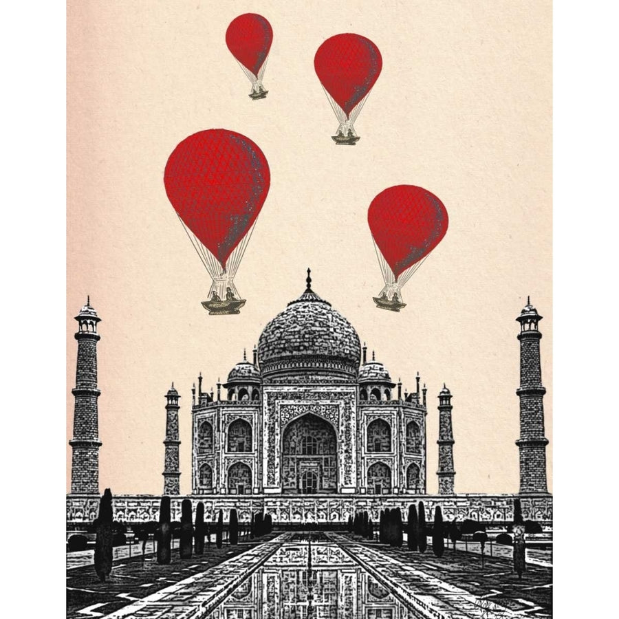 Taj Mahal and Red Hot Air Balloons Poster Print - Funky Fab-VARPDX190826D Image 1