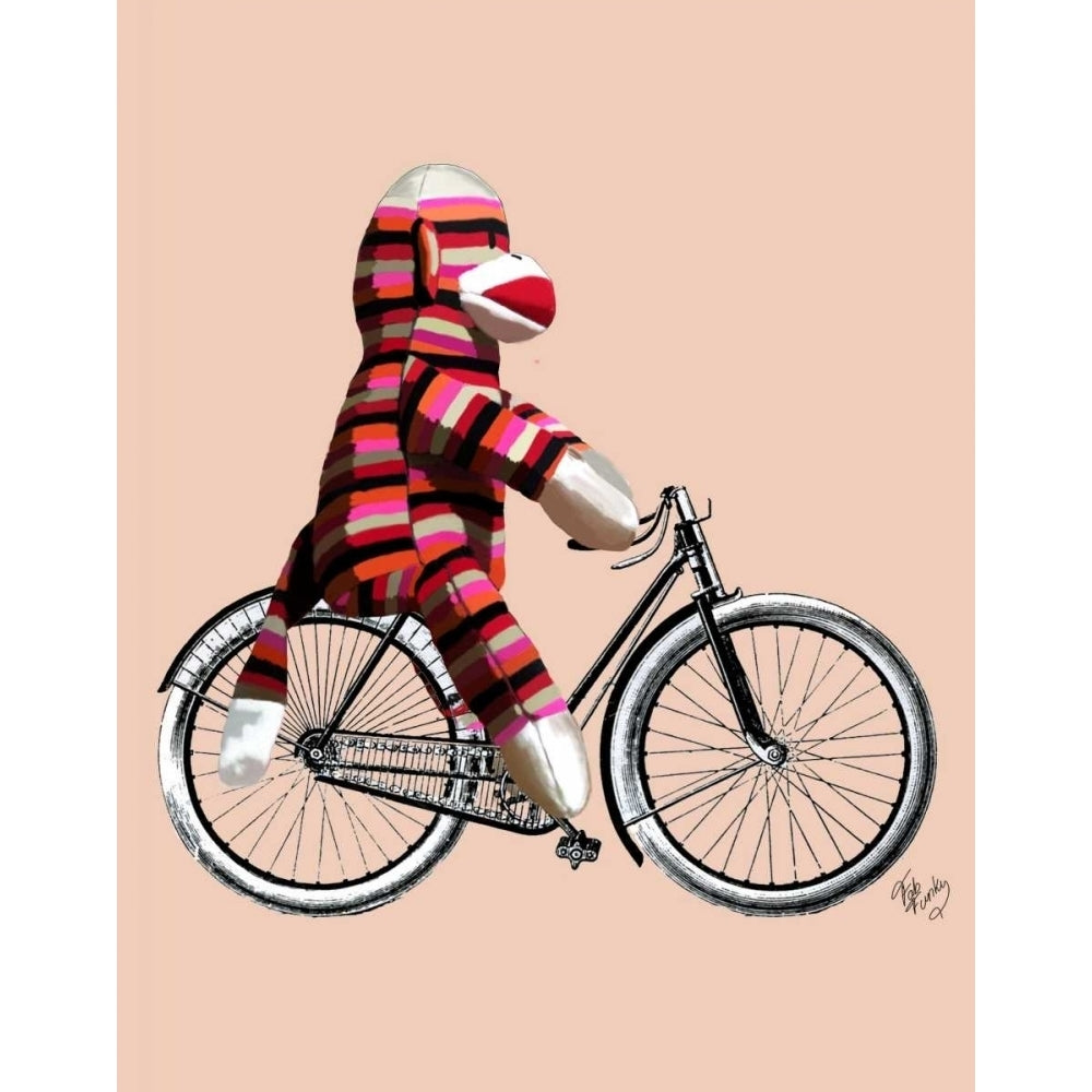 Sock Monkey on Bicycle Poster Print - Funky Fab-VARPDX190843D Image 1