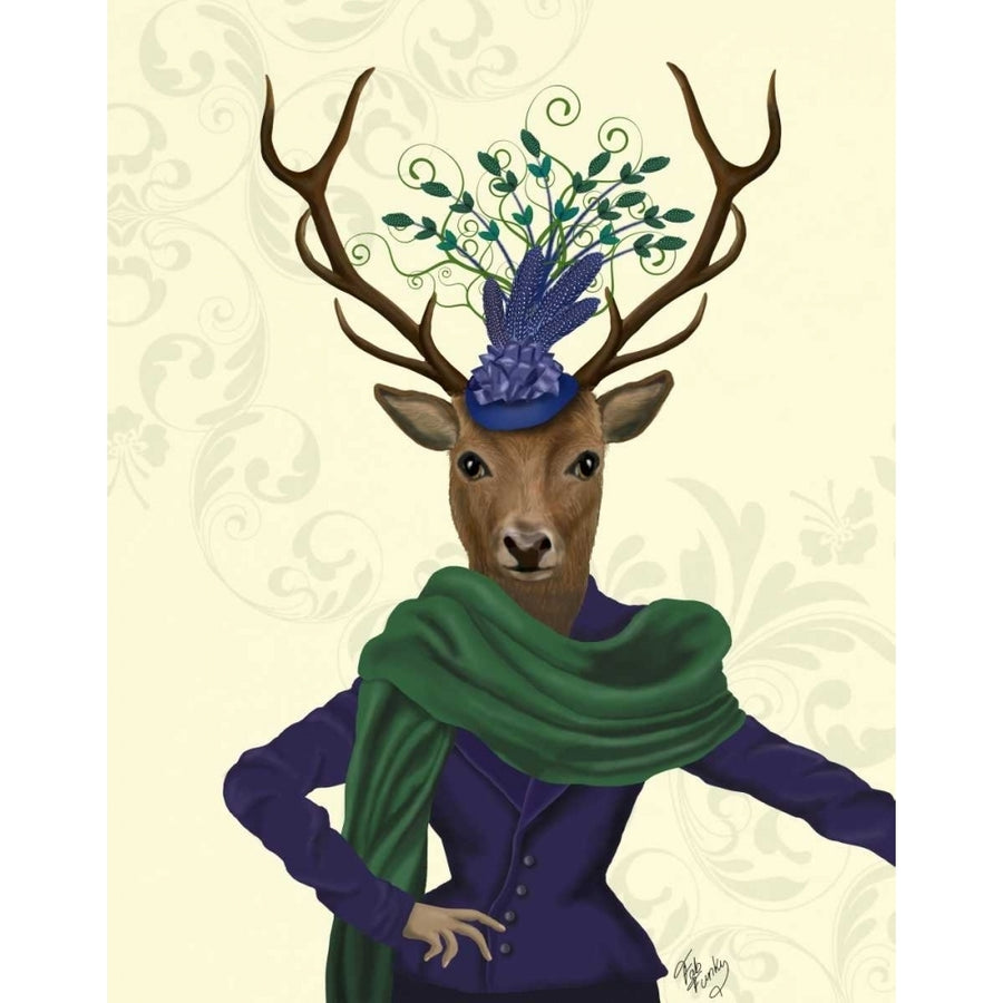 Deer and Fascinator Poster Print - Funky Fab-VARPDX190875D Image 1