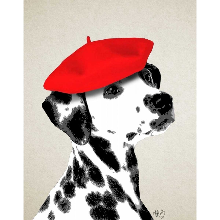 Dalmatian With Red Beret Poster Print - Funky Fab-VARPDX190882D Image 1