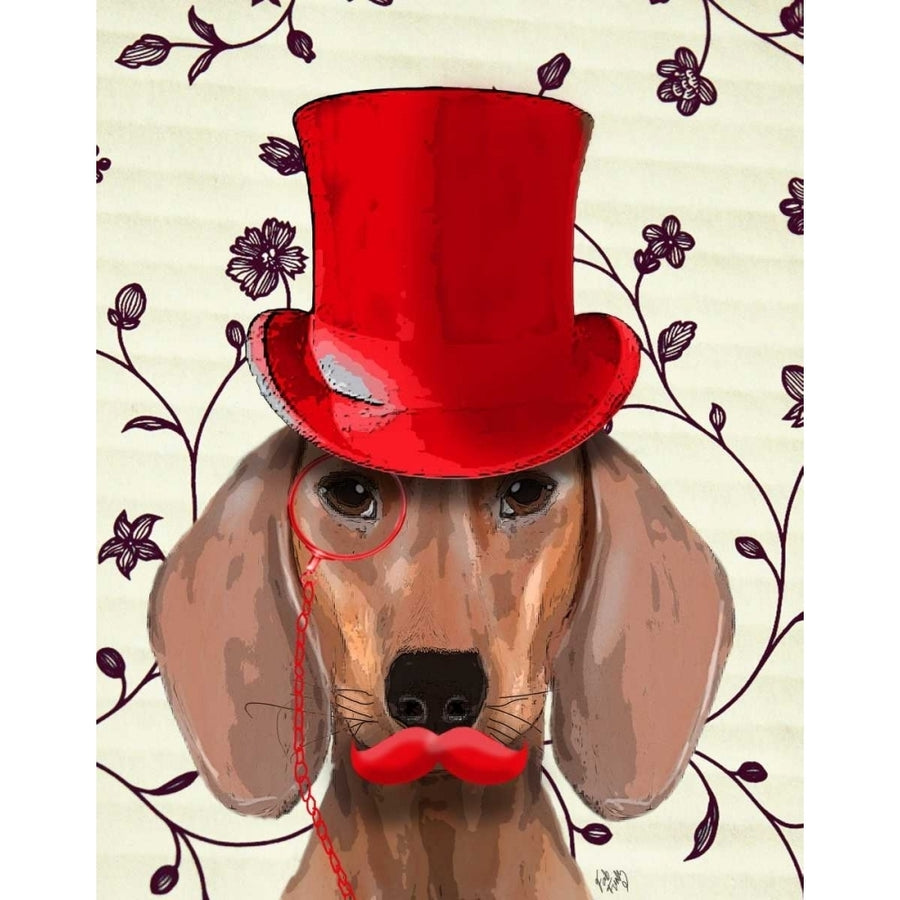 Dachshund With Red Top Hat Poster Print - Funky Fab-VARPDX190878D Image 1