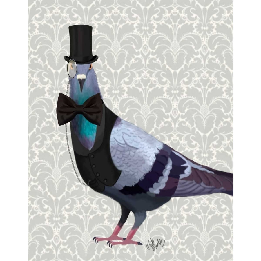 Pigeon in Waistcoat and Top Hat Poster Print - Funky Fab-VARPDX190884D Image 1