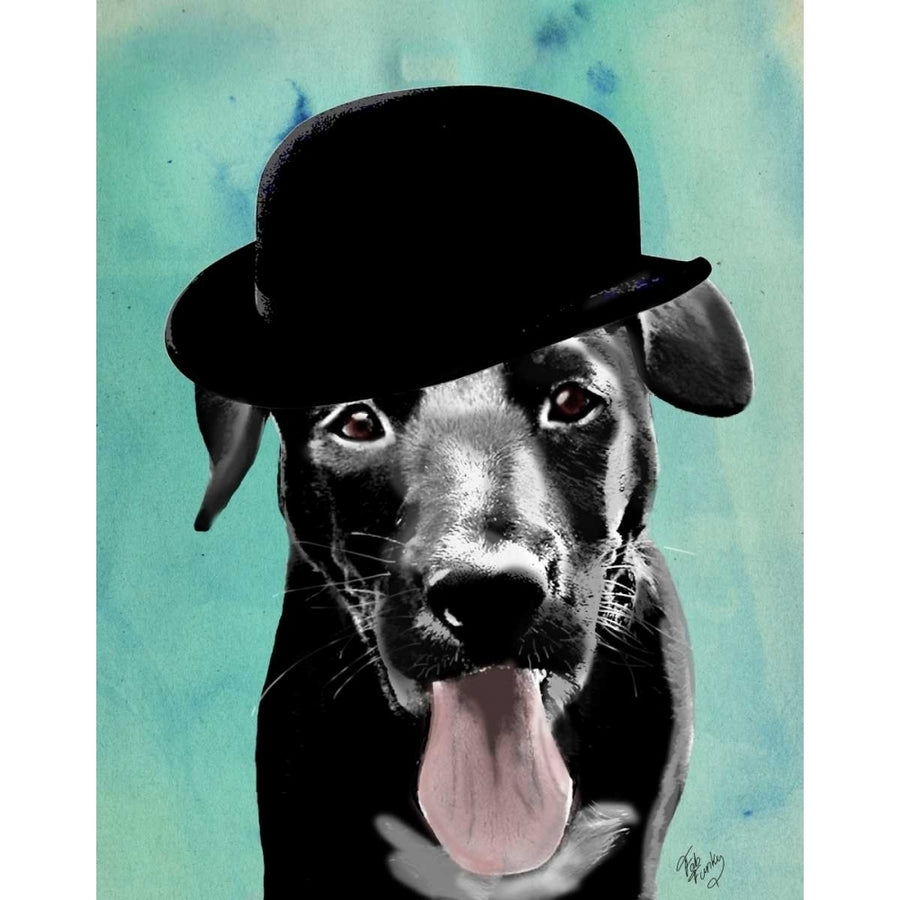 Black Labrador in Bowler Hat Poster Print - Funky Fab-VARPDX190891D Image 1