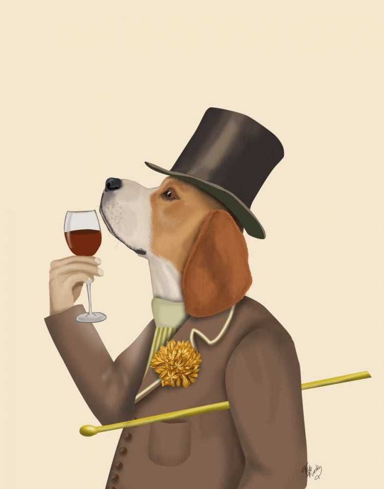 Beagle Wine Snob Poster Print - Funky Fab-VARPDX190947D Image 1