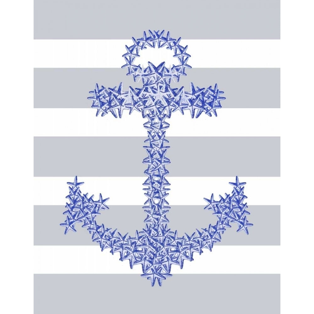 Blue Starfish Anchor on Grey and White Poster Print - Funky Fab-VARPDX190960D Image 1