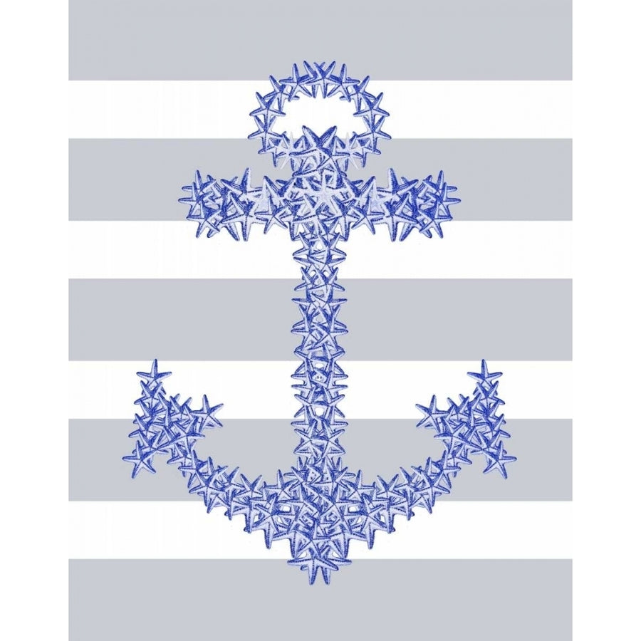 Blue Starfish Anchor on Grey and White Poster Print - Funky Fab-VARPDX190960D Image 1