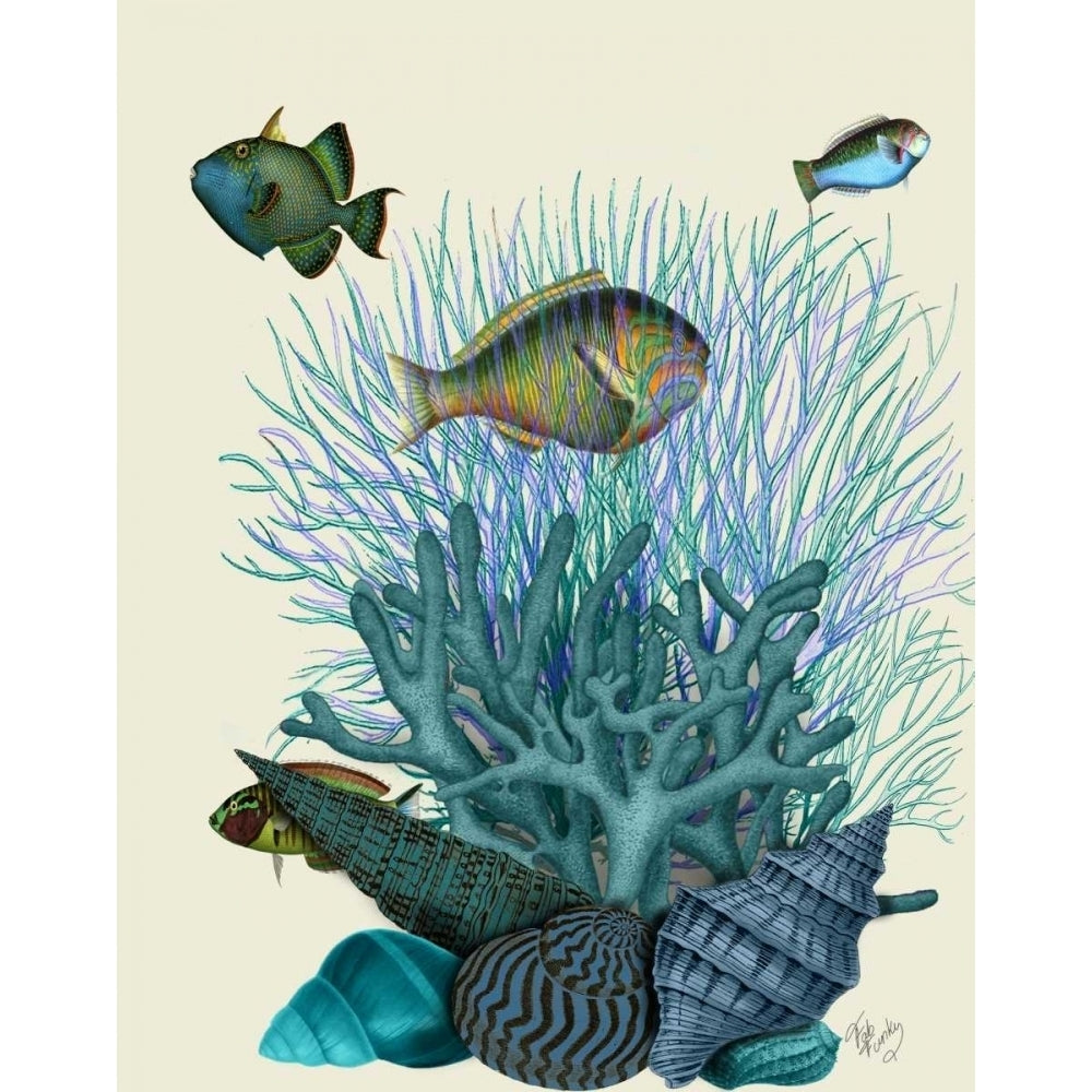 Fish Blue Shells and Corals Poster Print - Funky Fab-VARPDX190971D Image 1