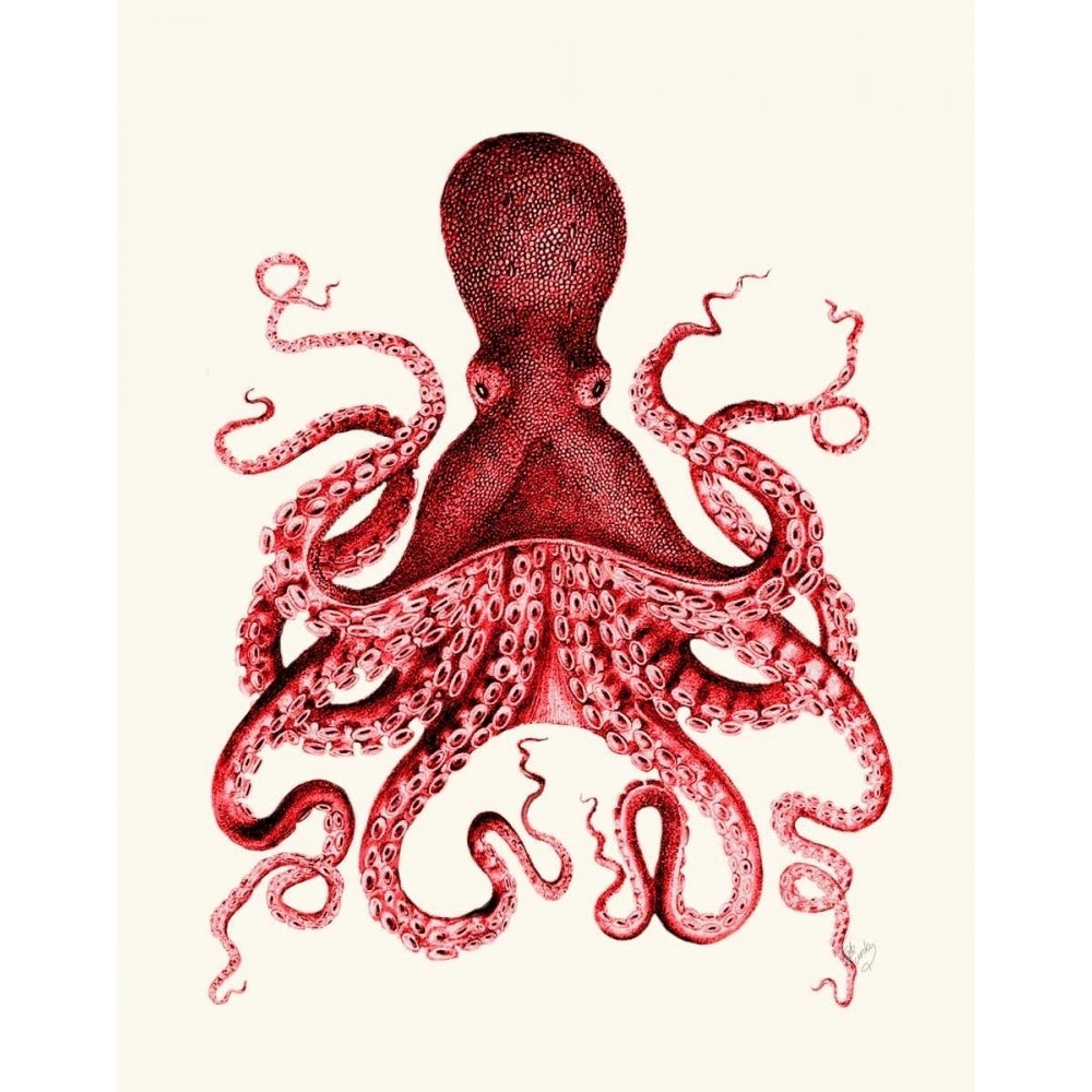 Red Octopus 3 Poster Print - Funky Fab-VARPDX191069D Image 1