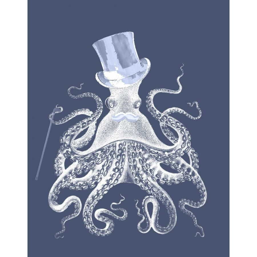 White Octopus on Indigo Blue b Poster Print - Funky Fab-VARPDX191229D Image 1