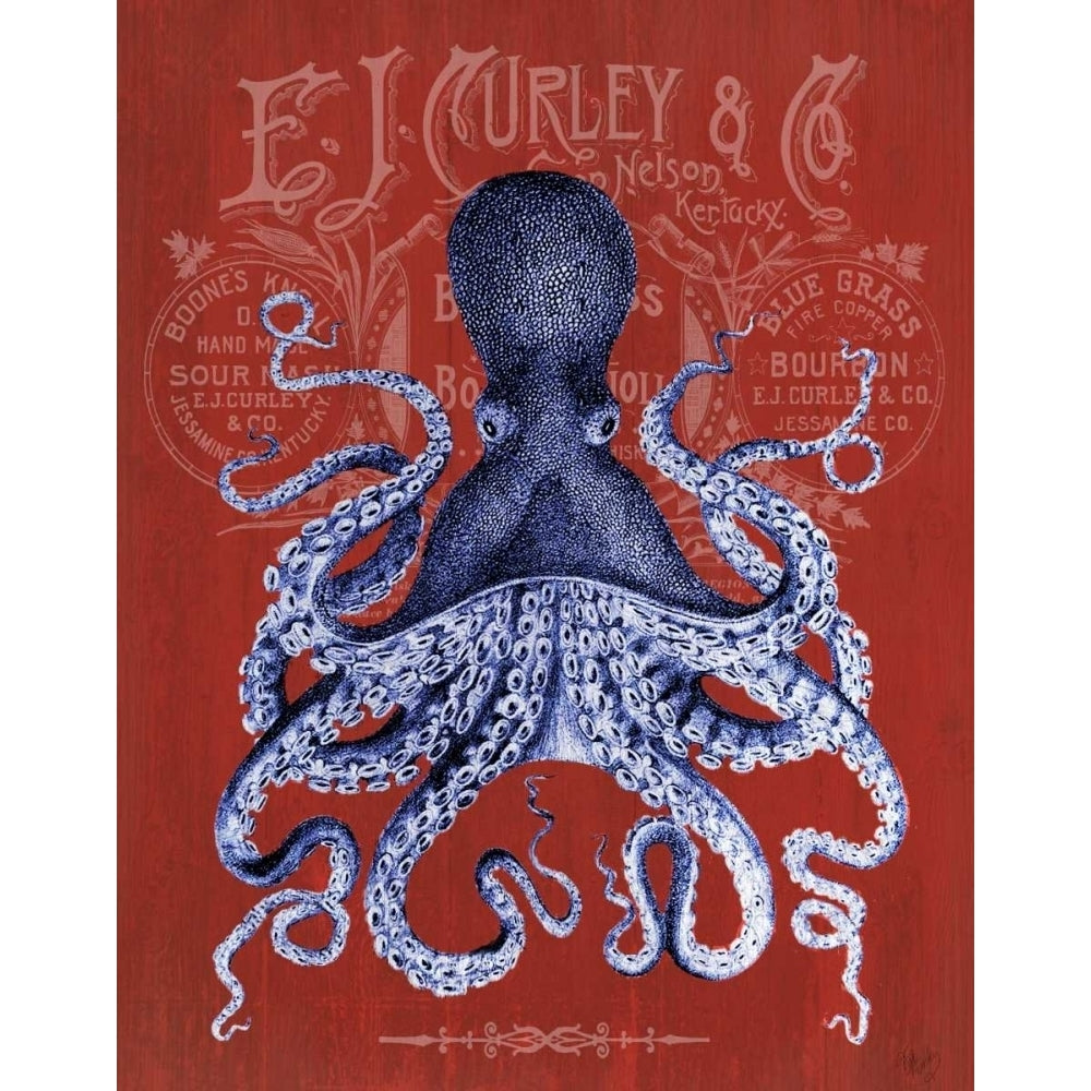 Octopus Prohibition Octopus On Red Poster Print - Funky Fab-VARPDX191257D Image 1