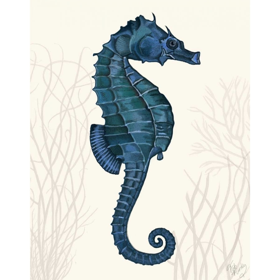 Blue Seahorses on Cream a Poster Print - Funky Fab-VARPDX191270D Image 1