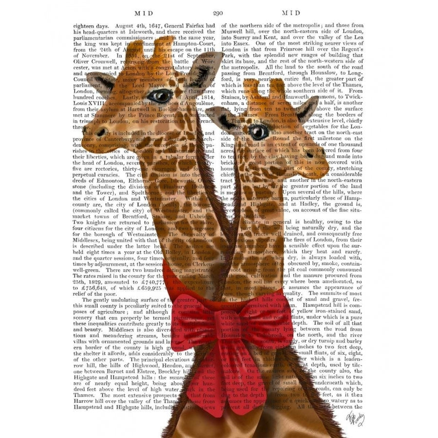 Giraffes and Bow Poster Print - Funky Fab-VARPDX191337D Image 1