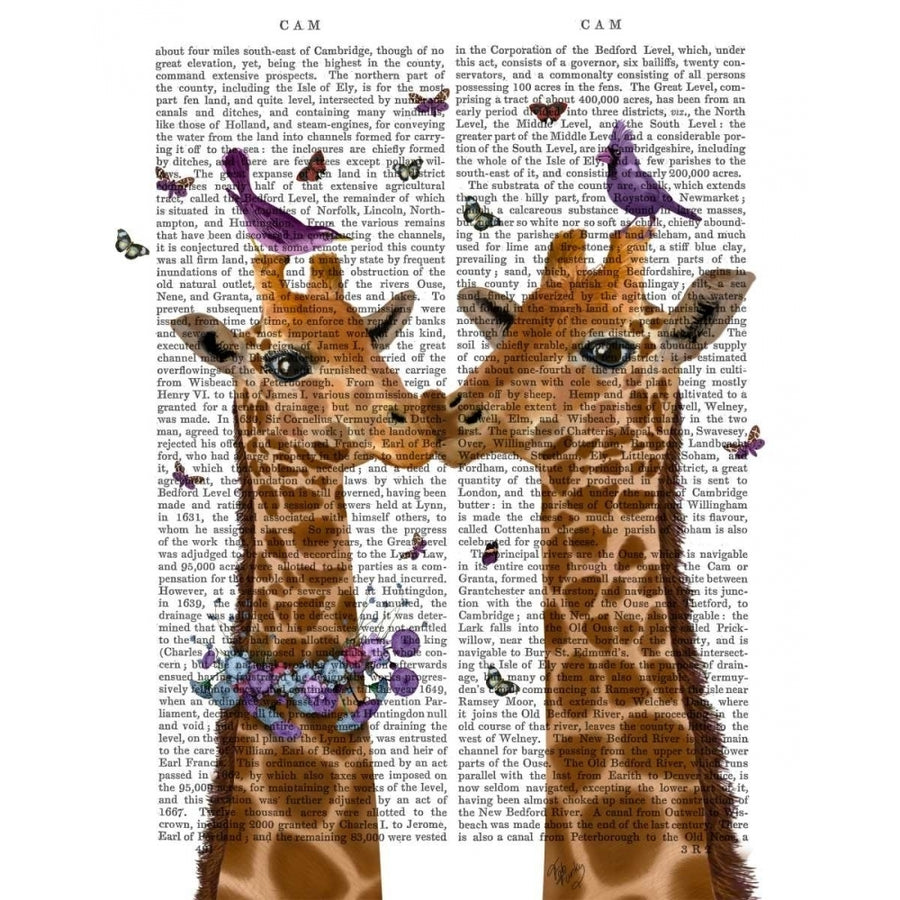 Kissing Giraffes with Birds Poster Print - Funky Fab-VARPDX191336D Image 1