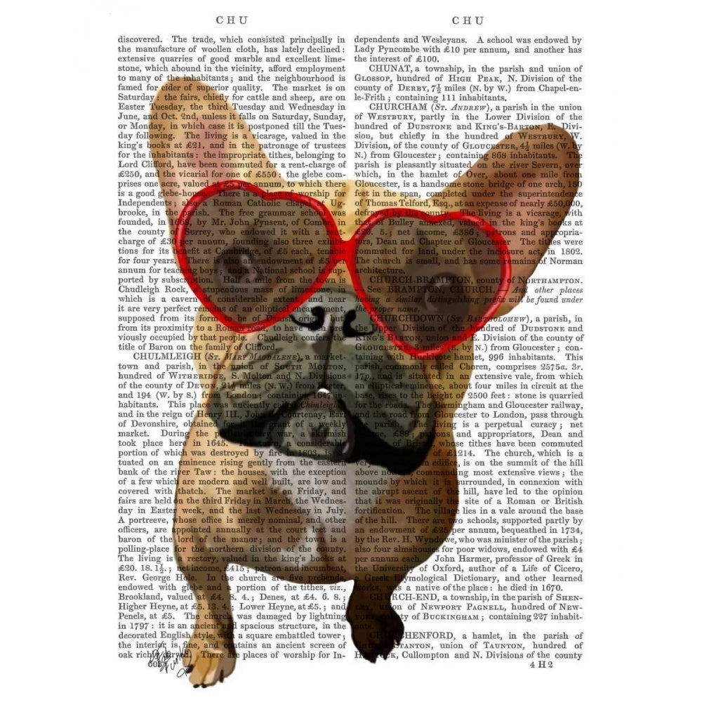 French Bulldog and Heart Glasses Poster Print - Funky Fab-VARPDX191341D Image 1