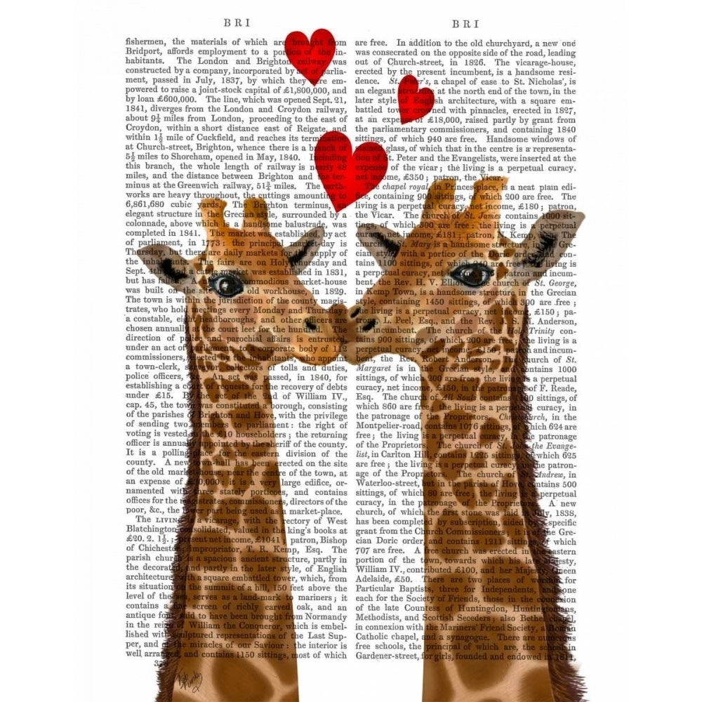 Giraffe Love Poster Print - Funky Fab-VARPDX191353D Image 1