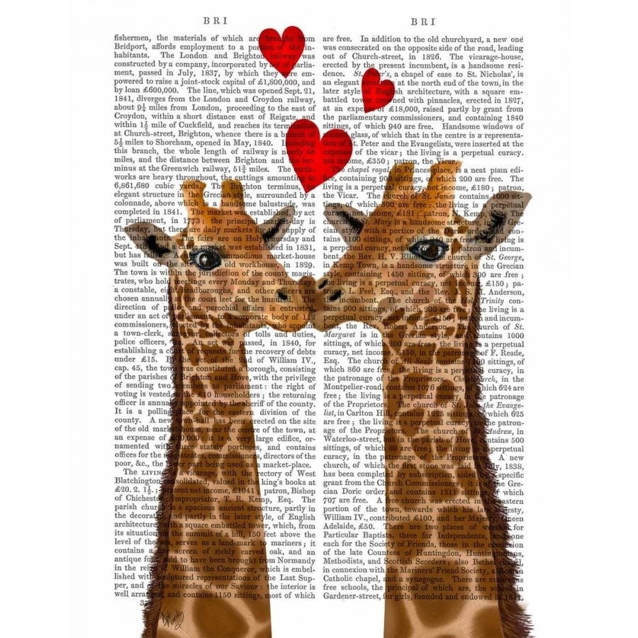 Giraffe Love Poster Print - Funky Fab-VARPDX191353D Image 1