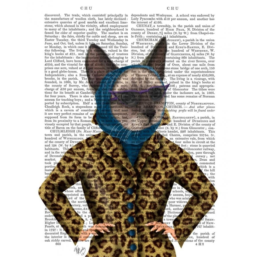 Cat with Leopard Jacket Poster Print - Funky Fab-VARPDX191380D Image 1