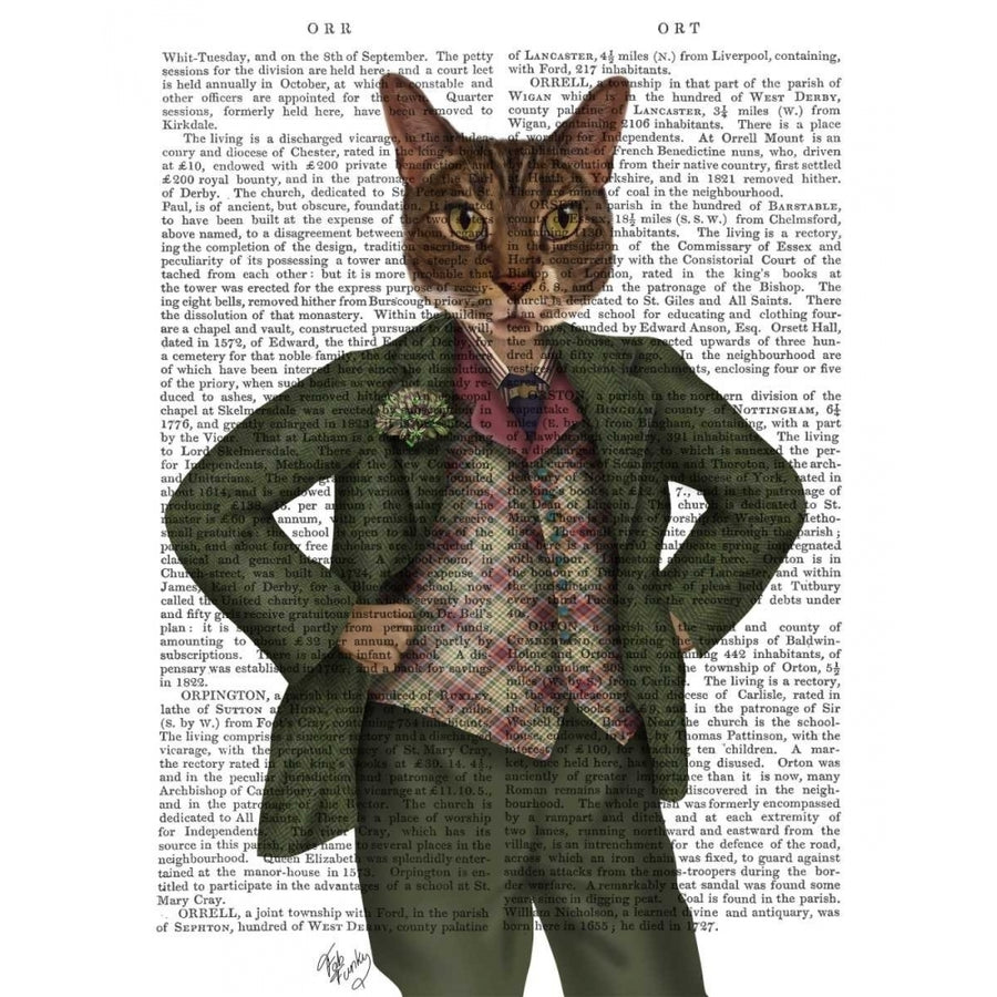 Cat in Tartan Waistcoat Poster Print - Funky Fab-VARPDX191386D Image 1